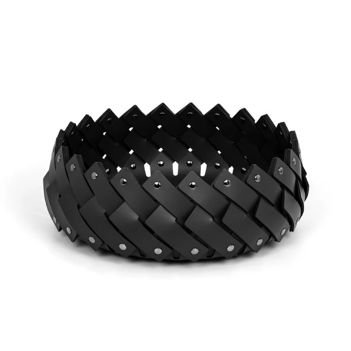 Leather Strips Short Basket | Oroa.com