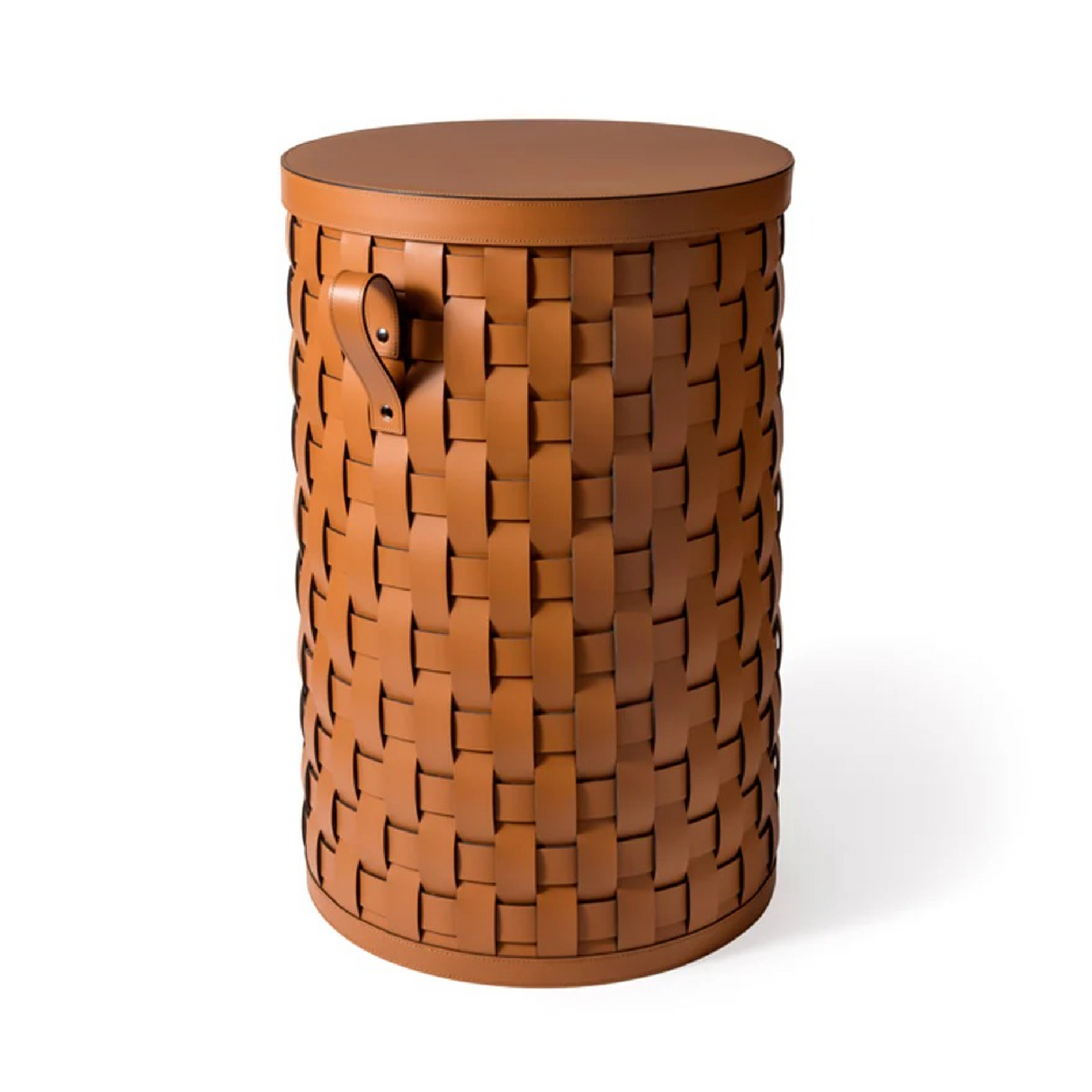 Tall Round Leather Basket | Oroa.com