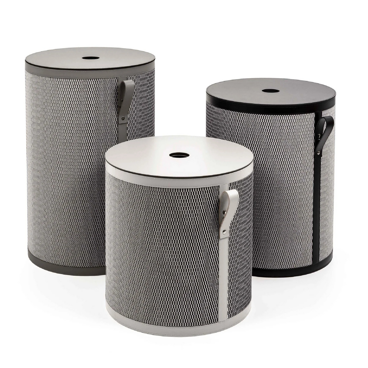 Leather Tall Round Basket | Oroa.com