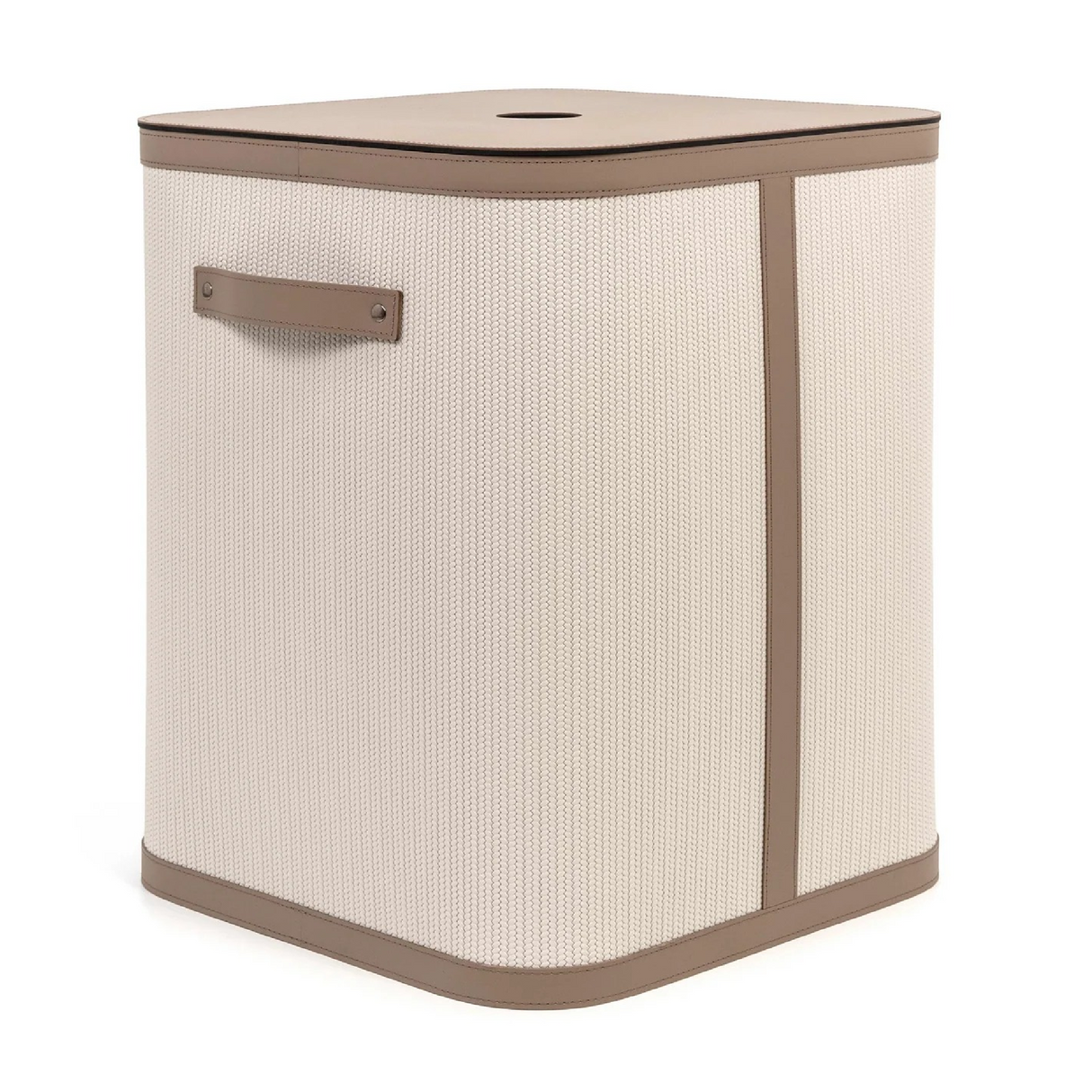 Square Lidded Leather Basket | Oroa.com