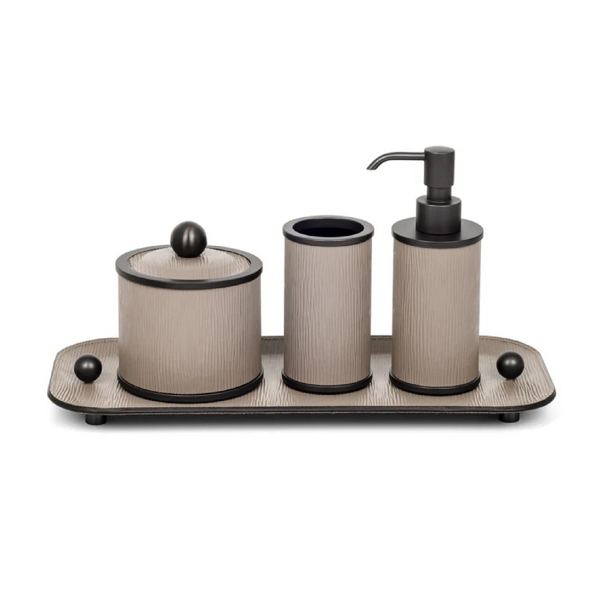 Leather Covered Round Bathroom Set | Oroa.com