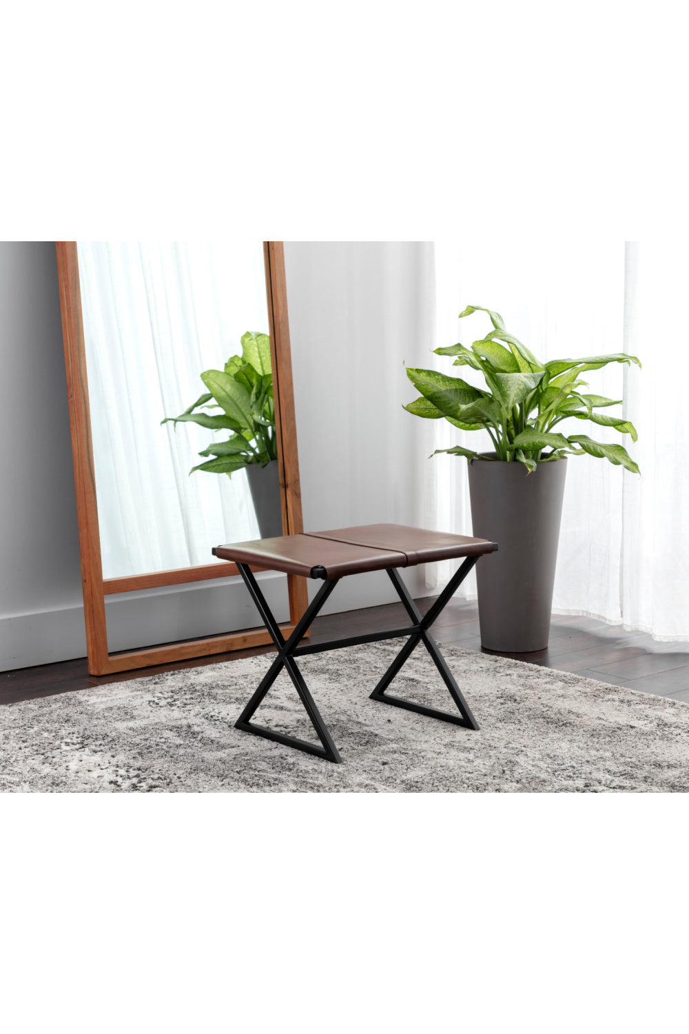 Brown Leather Stool Modern European furniture - - www.oroa.com | Oroa.com