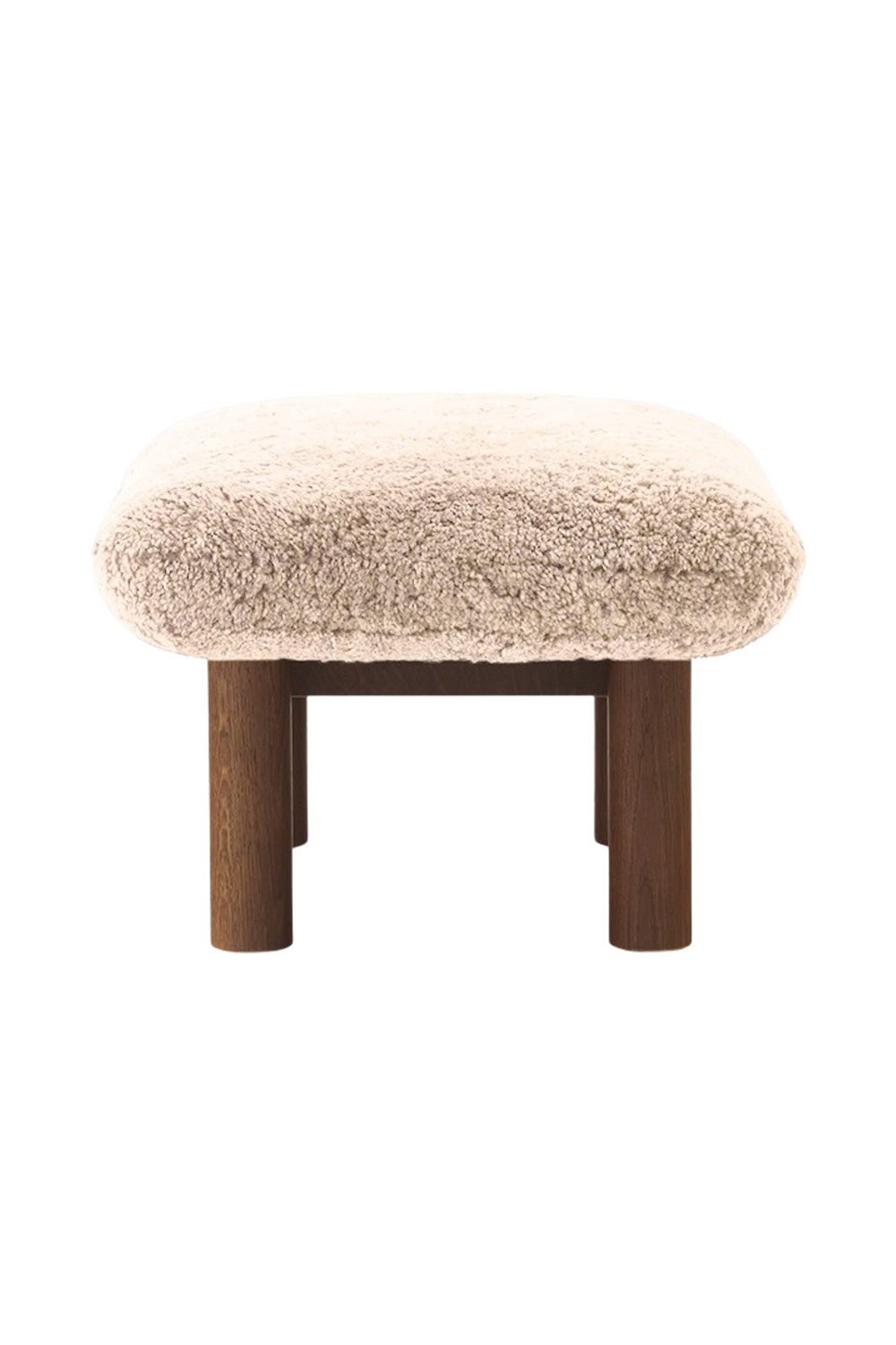 Wooden Leg Sheepskin Ottoman | Oroa.com