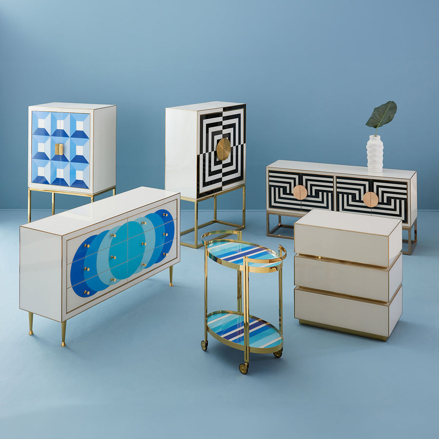 White Glass 3-Drawer Chest | Oroa.com