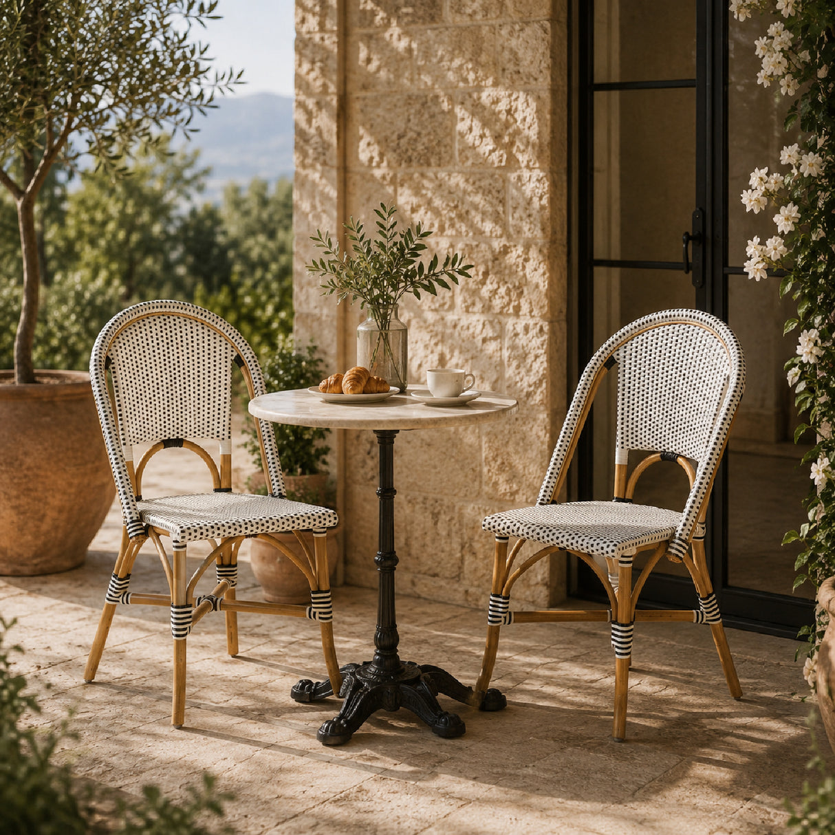 Contract furniture - White Weaving Indoor Outdoor Bistro Chair - www.oroatrade.com | Oroa.com