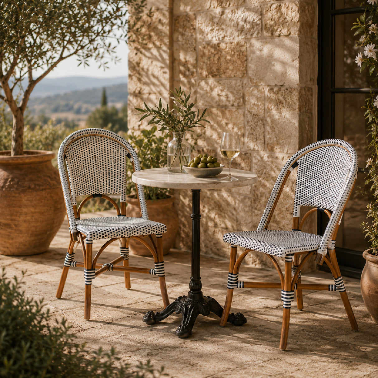 Contract furniture - Two Toned Weaving Indoor Outdoor Bistro Chair - www.oroatrade.com | Oroa.com