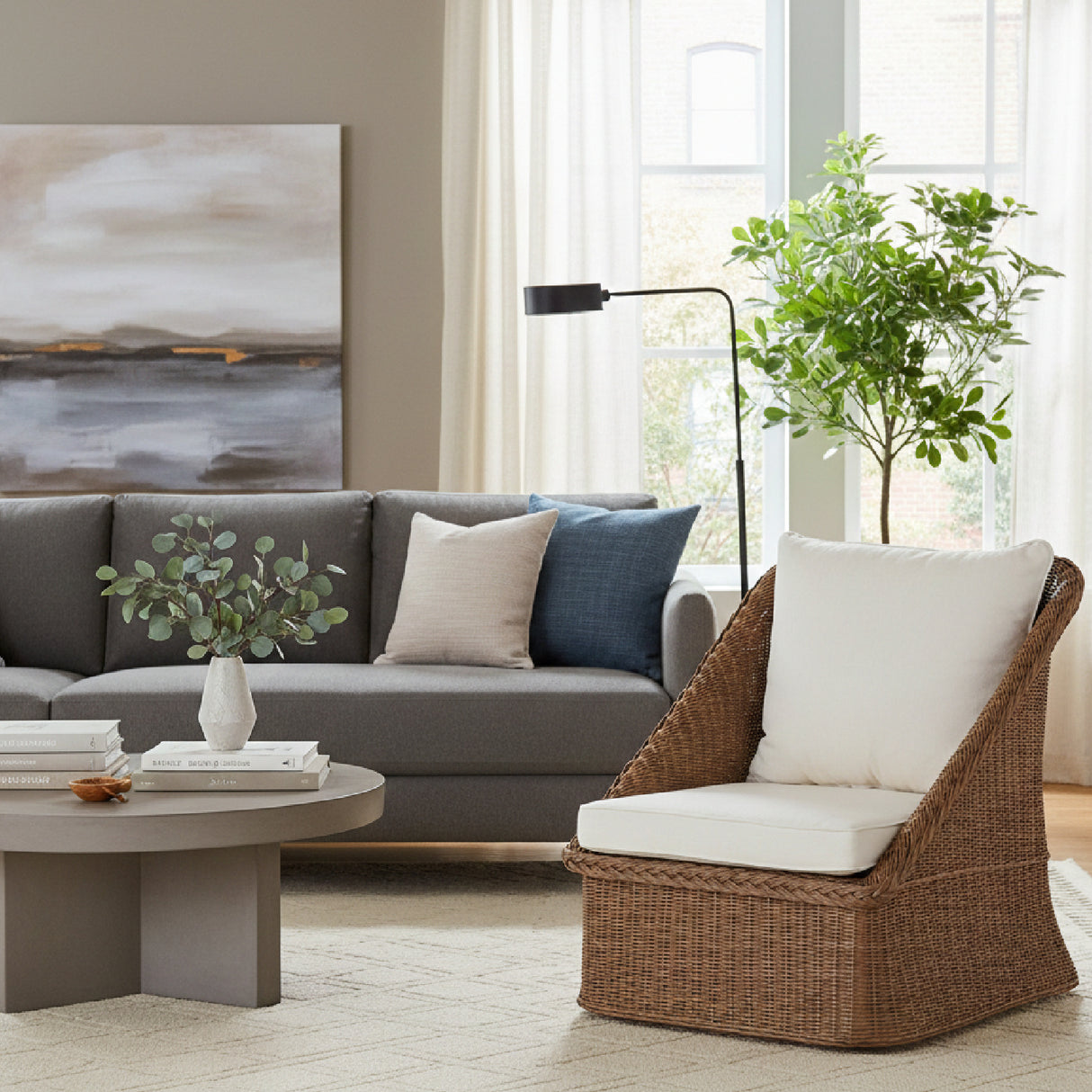 Brown Braided Rattan Accent Chair | Oroa.com