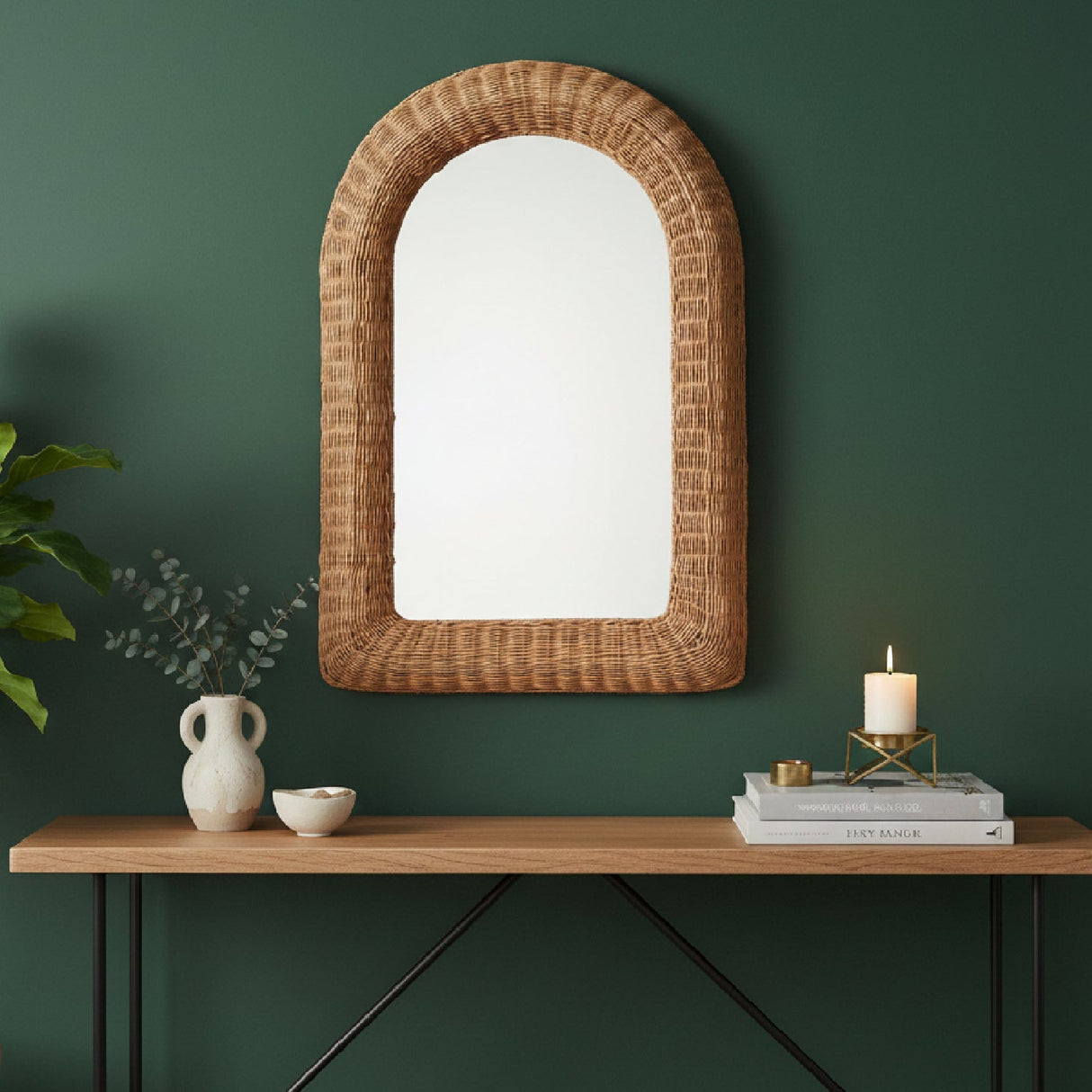 Modern European furniture - Arched Wicker Wall Mirror - www.oroa.com | Oroa.com