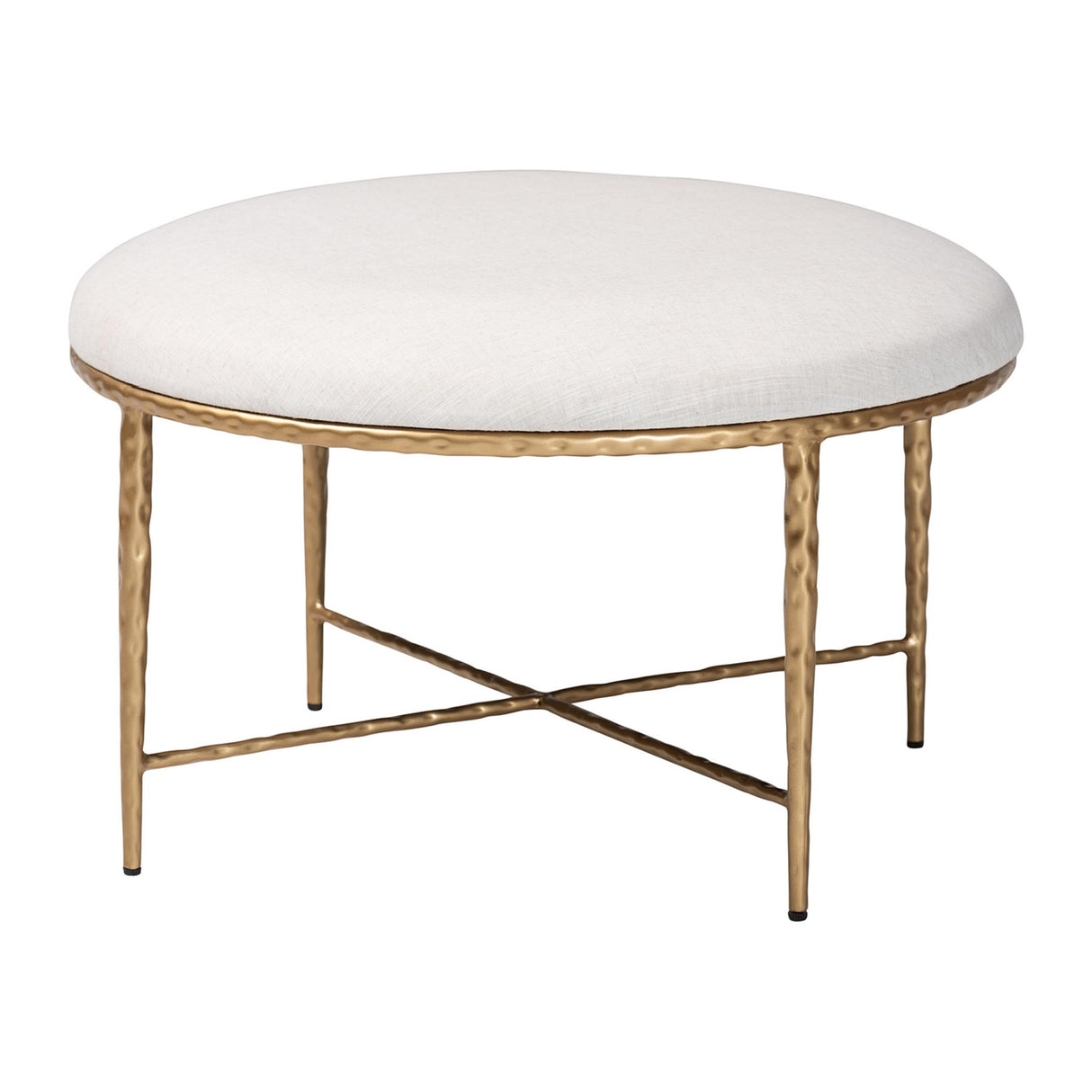 Modern European furniture - White Padded Round Cocktail Ottoman - www.oroa.com | Oroa.com