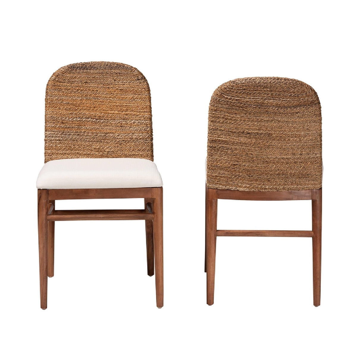 Modern European furniture - Acacia Wood Seagrass Dining Chairs (2) - www.oroa.com | Oroa.com