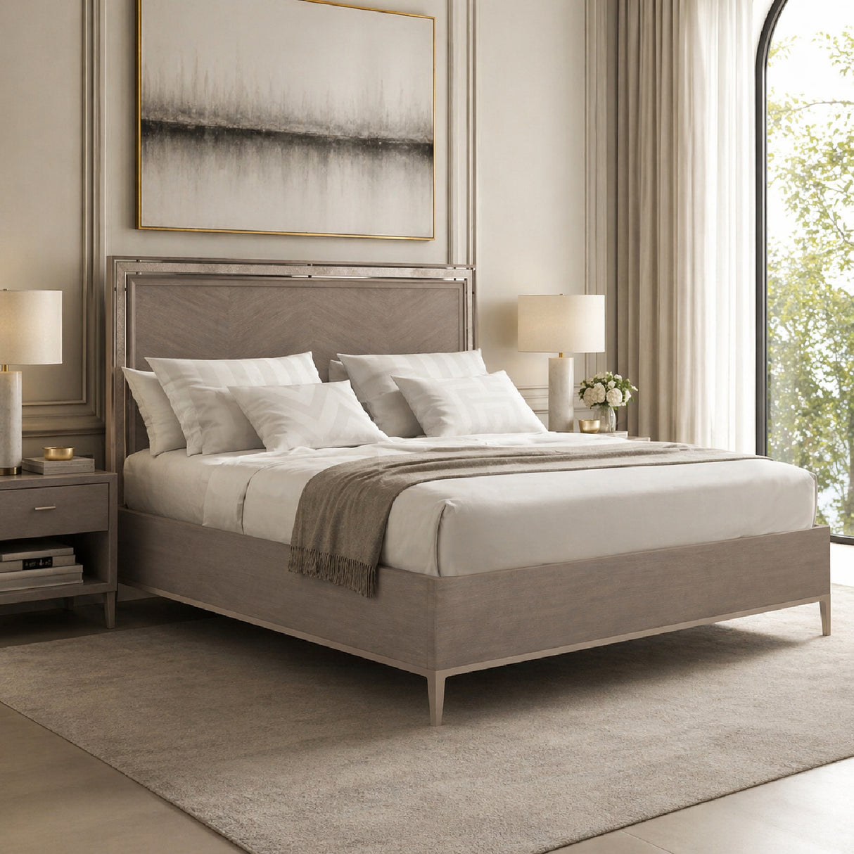 Wooden Herringbone Queen Bed | Oroa.com