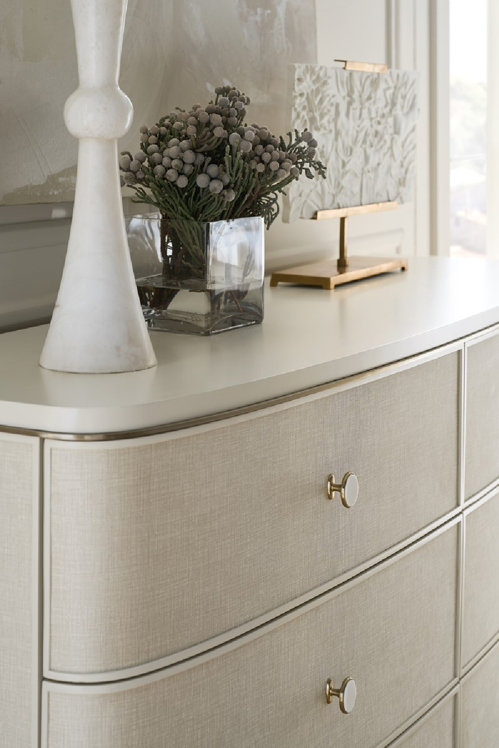 Cream Linen 6-Drawer Dresser | Oroa.com