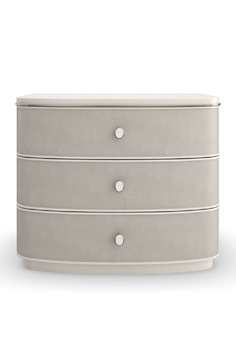 Cream Linen 3-Drawer Nightstand | Oroa.com