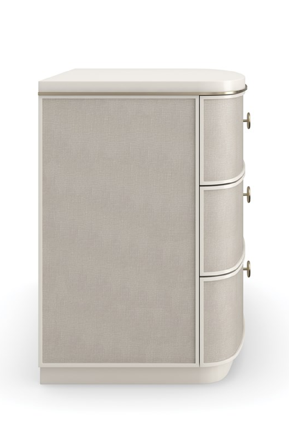 Cream Linen 3-Drawer Nightstand | Oroa.com