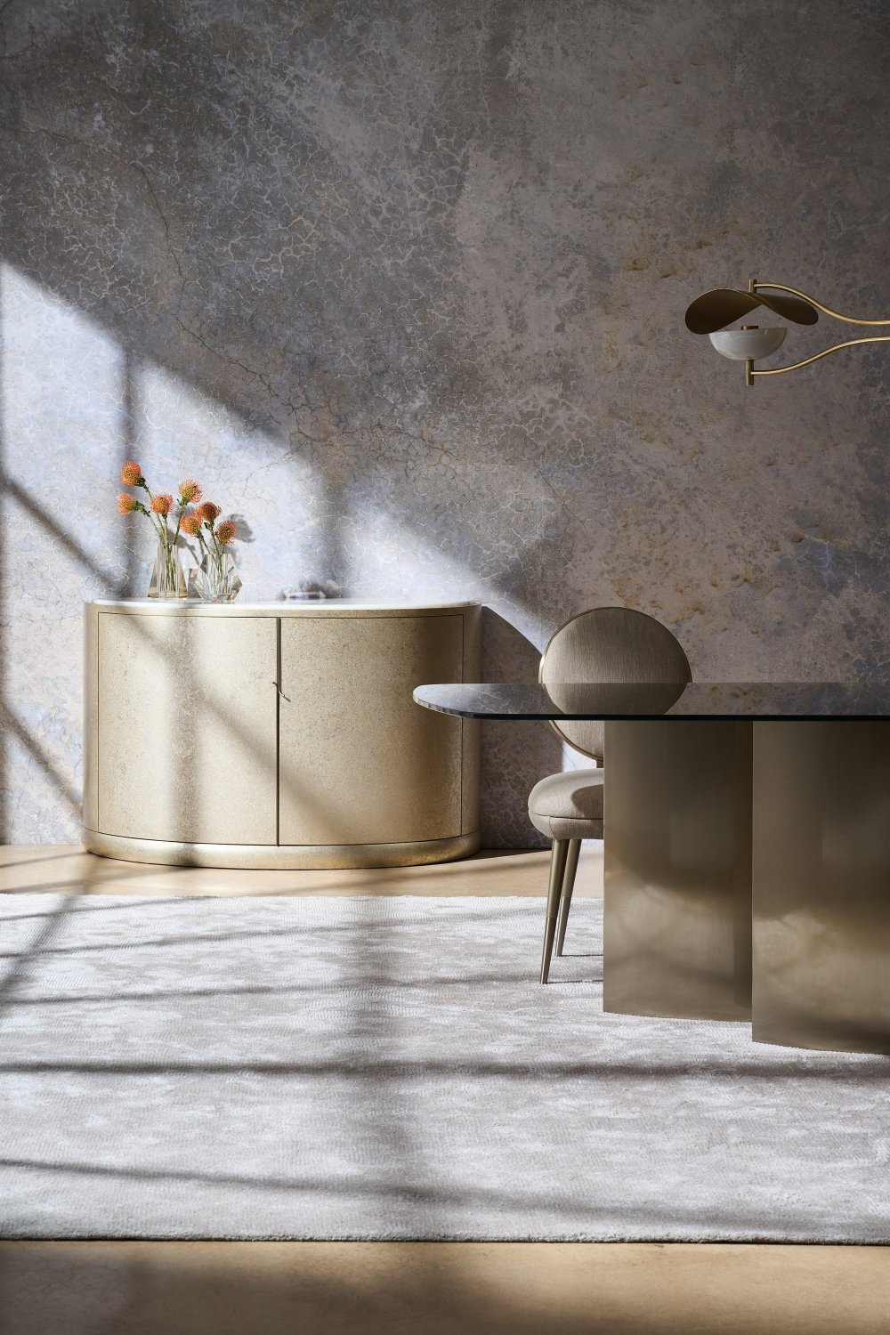 Gold 4-Column Base Dining Table | Oroa.com