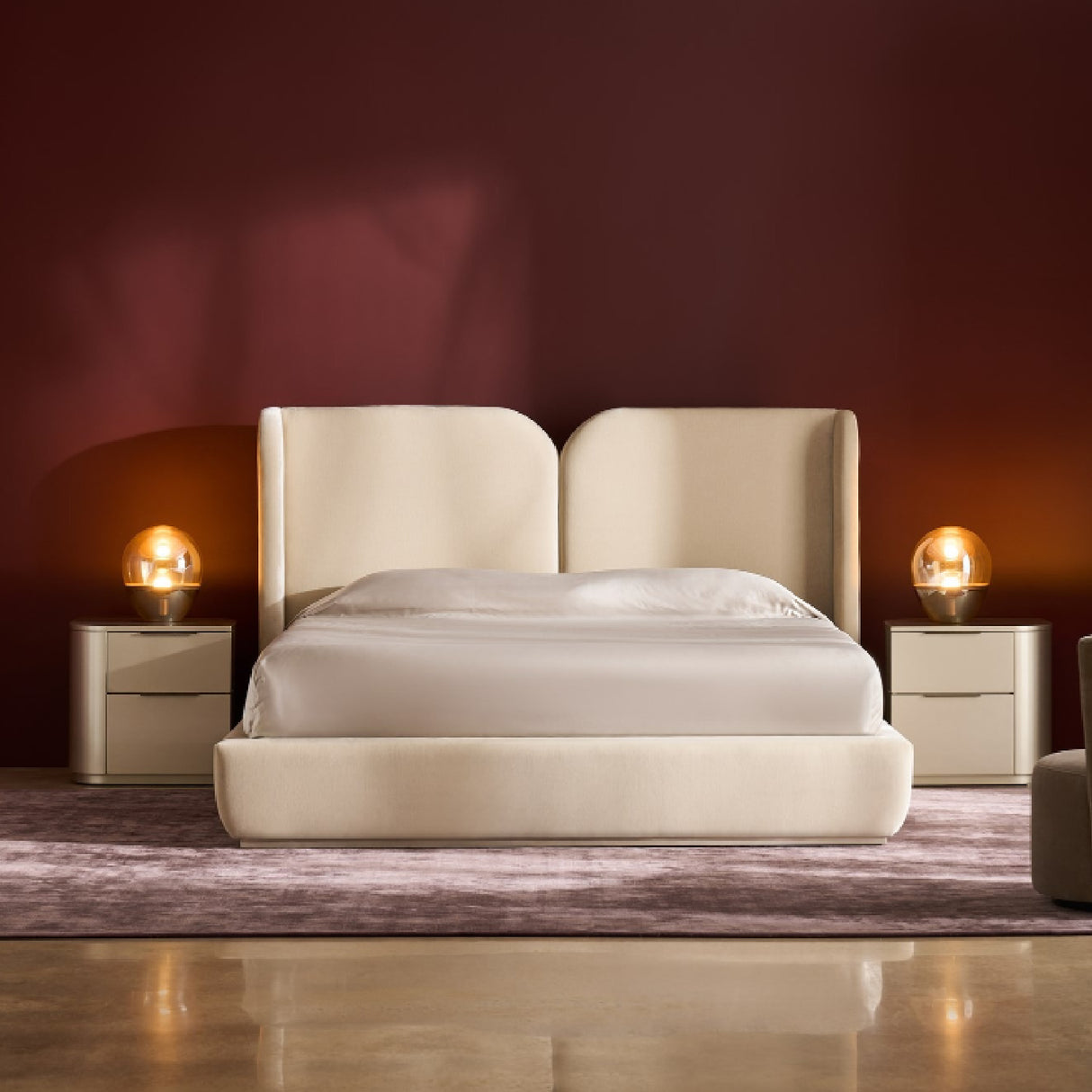 Silver Gloss 2-Drawer Nightstand | Oroa.com