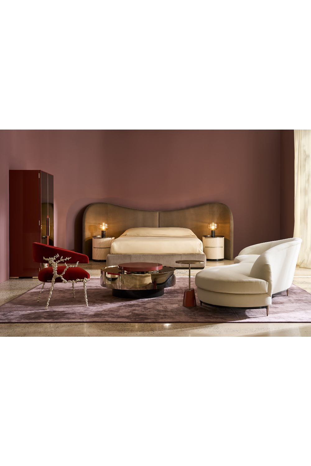 Taupe Velvet Bed | Oroa.com