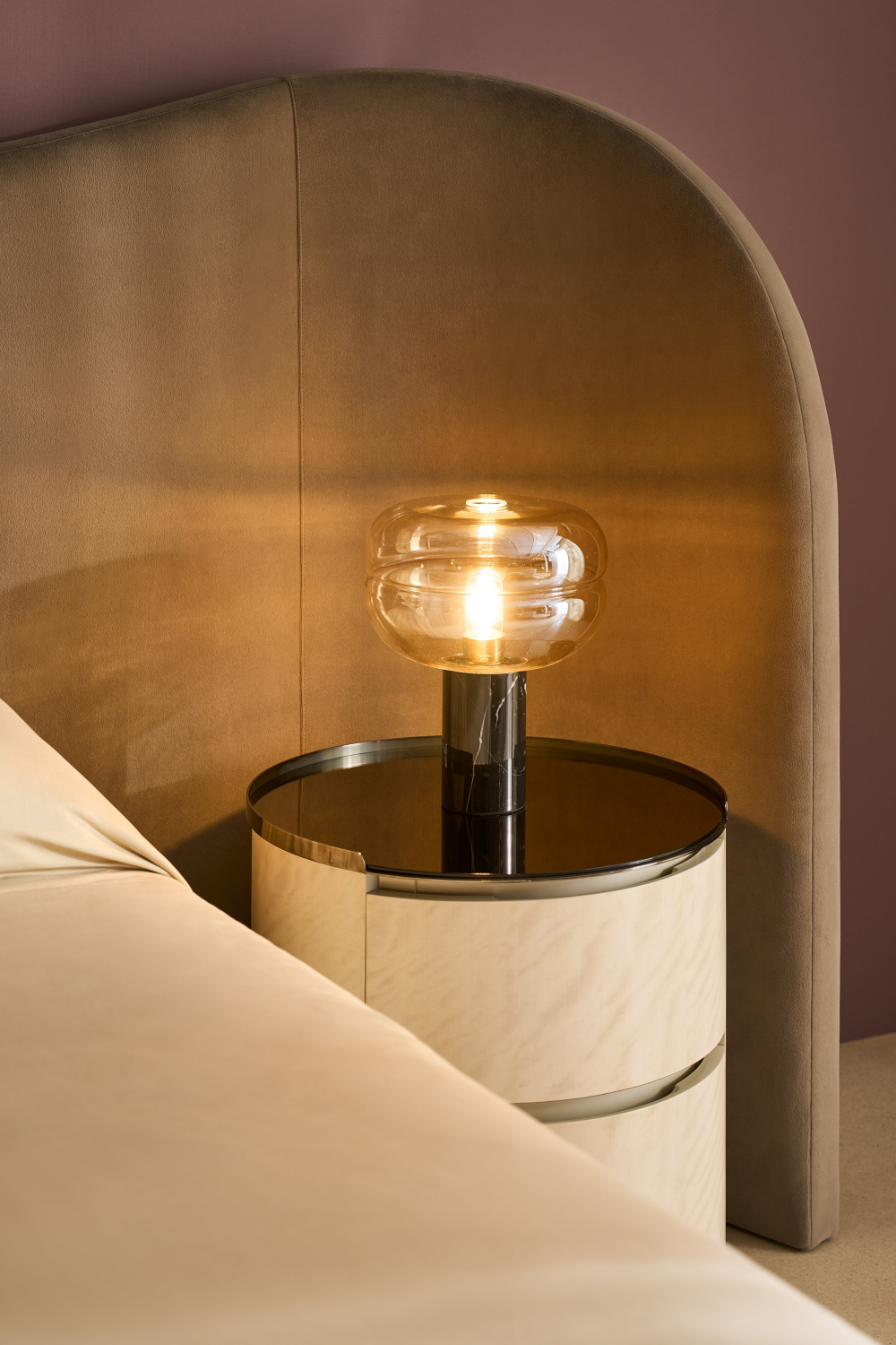 Taupe Velvet Bed | Oroa.com