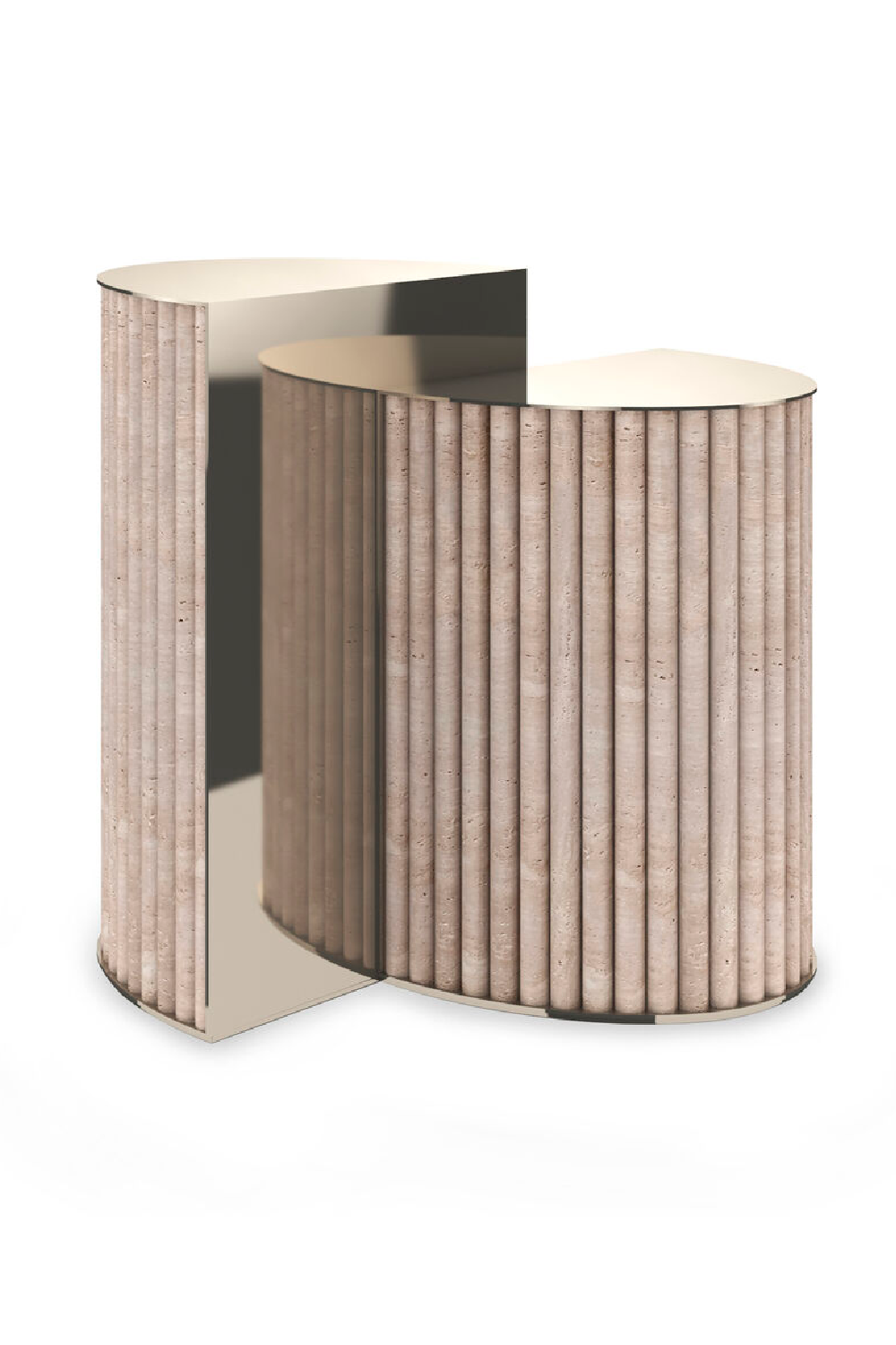 Modern European furniture - Ribbed Travertine Side Table - www.oroa.com | Oroa.com