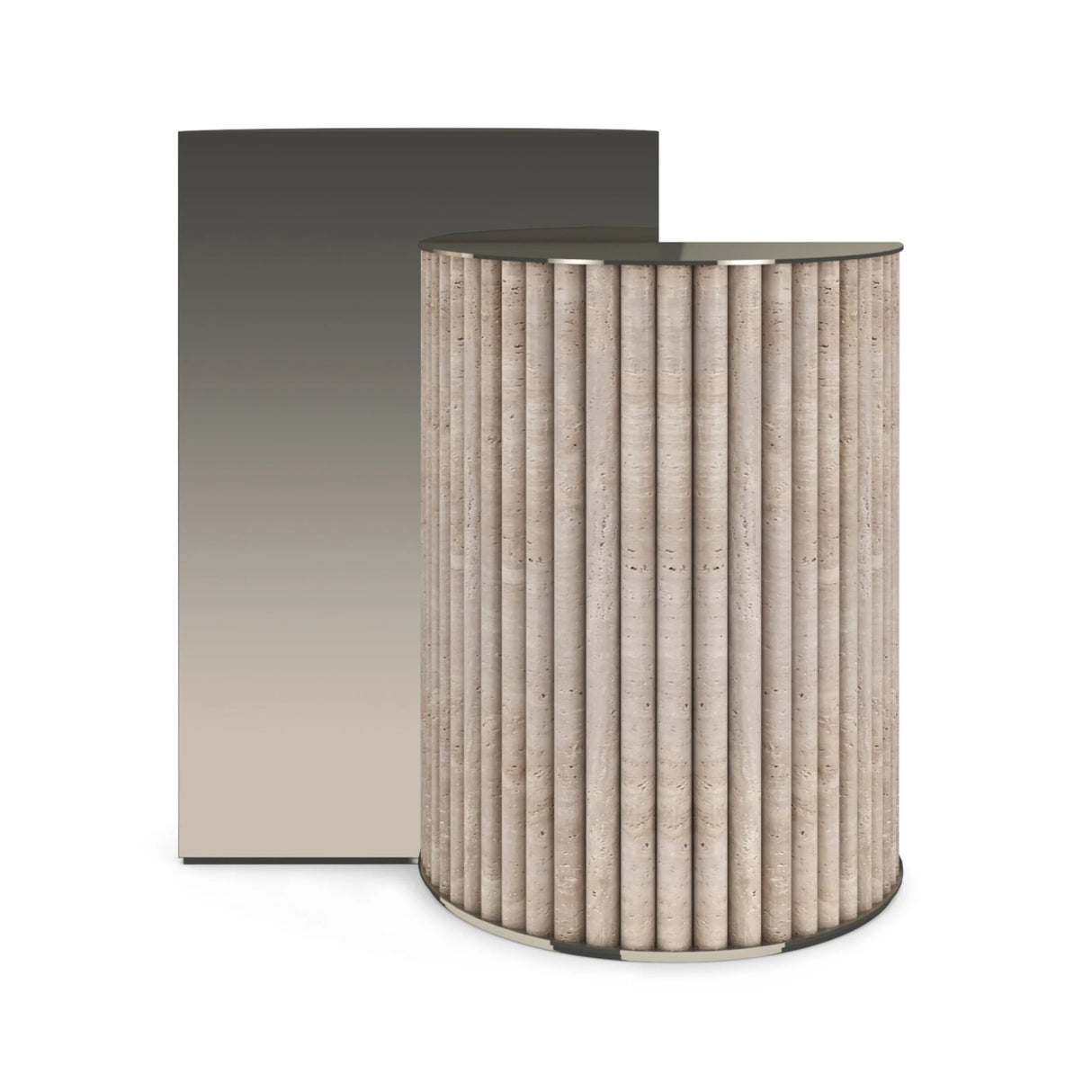 Modern European furniture - Ribbed Travertine Side Table - www.oroa.com | Oroa.com