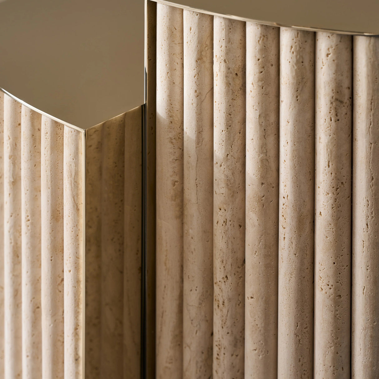 Modern European furniture - Ribbed Travertine Side Table - www.oroa.com | Oroa.com
