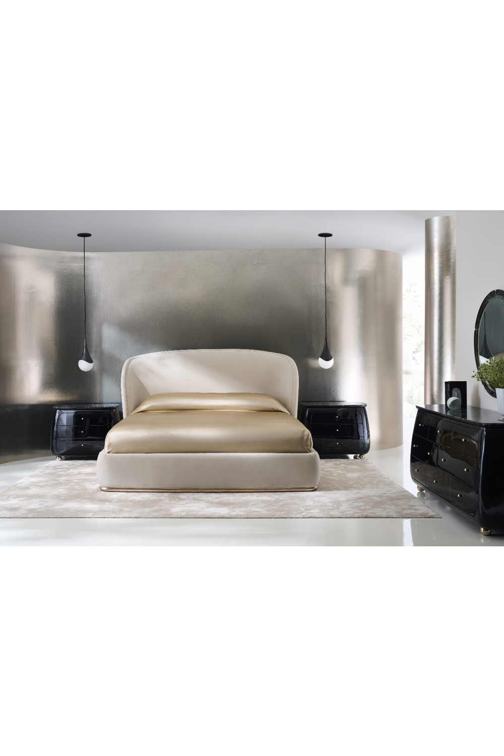 Curved Back Velvet Bed | Oroa.com