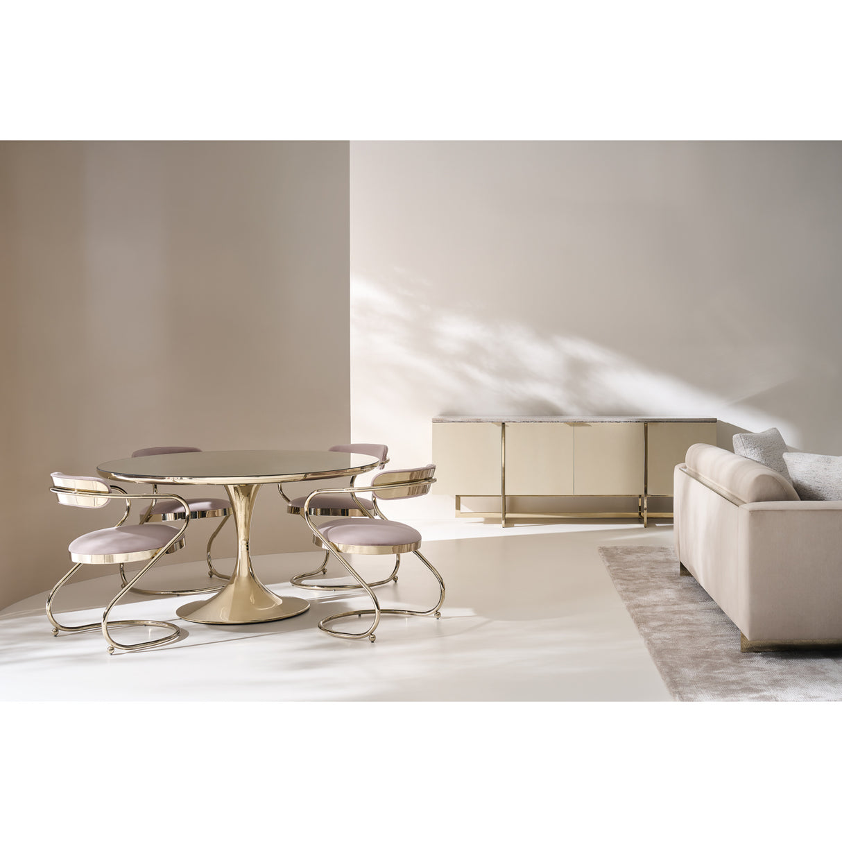 Mirror Top Round Dining Table | Oroa.com