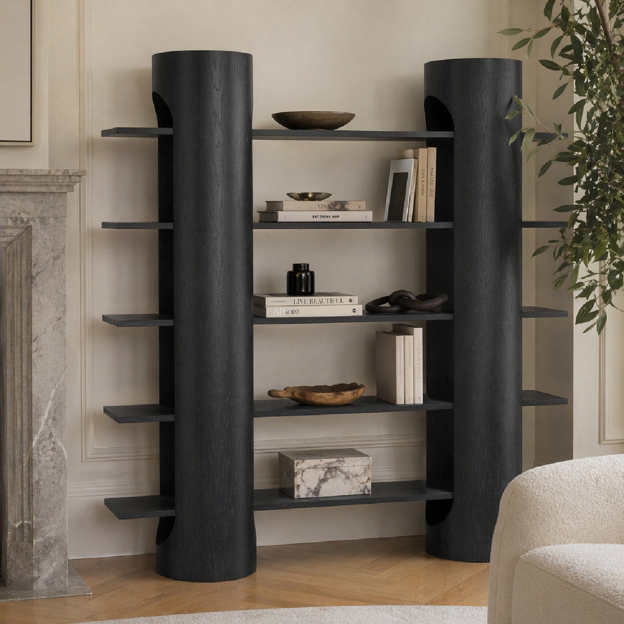 Modern furniture - Black Wooden 5-Shelf Bookcase - www.oroa.com | Oroa.com