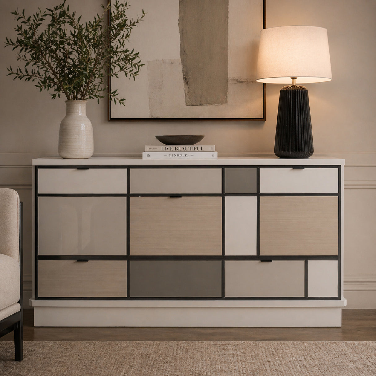 Checkerboard Glass 8-Drawer Sideboard | Oroa.com