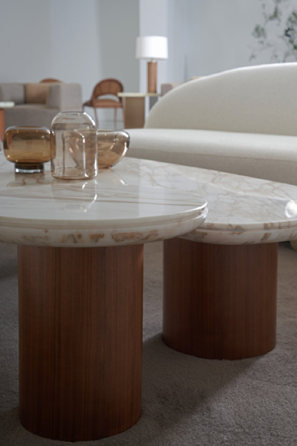 Cylindrical Walnut Base Side Table | Oroa.com