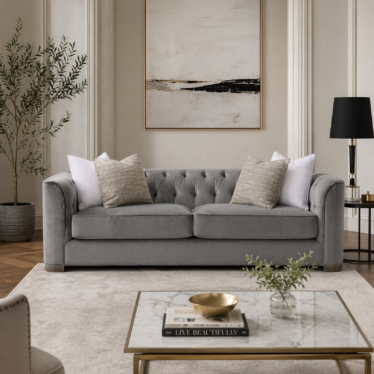 Gray Tufted Sofa | Oroa.com