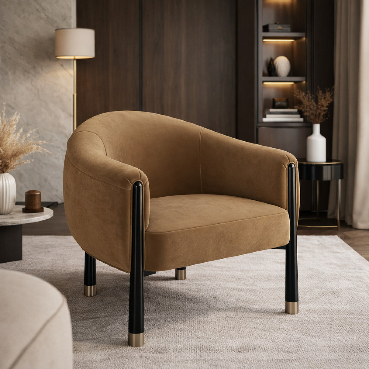 Velvet Curved Accent Chair | Oroa.com
