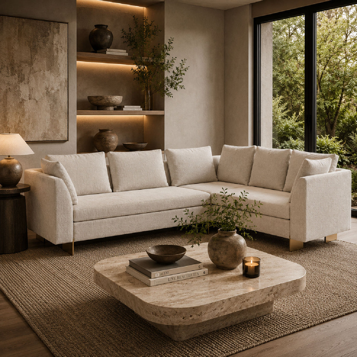 White Chenille Sectional Sofa S | Oroa.com