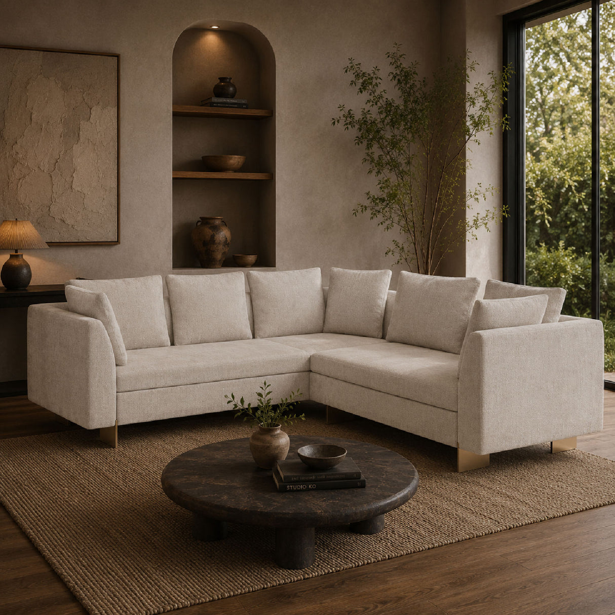 White Chenille Sectional Sofa S | Oroa.com