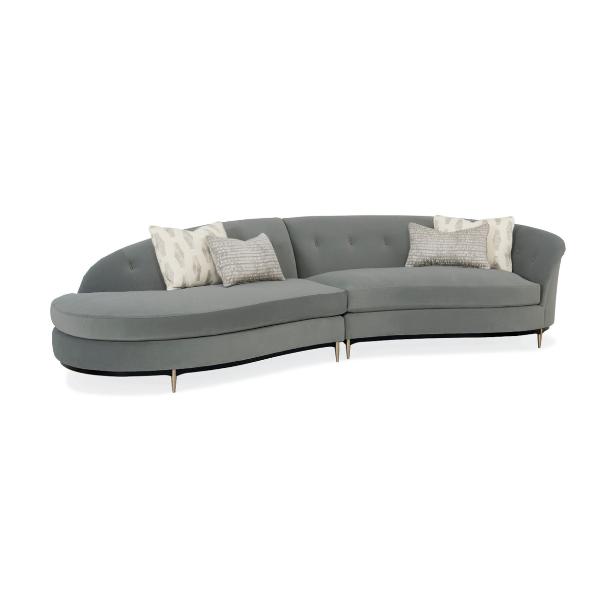 Gray Velvet Right-Armed Loveseat | Oroa.com