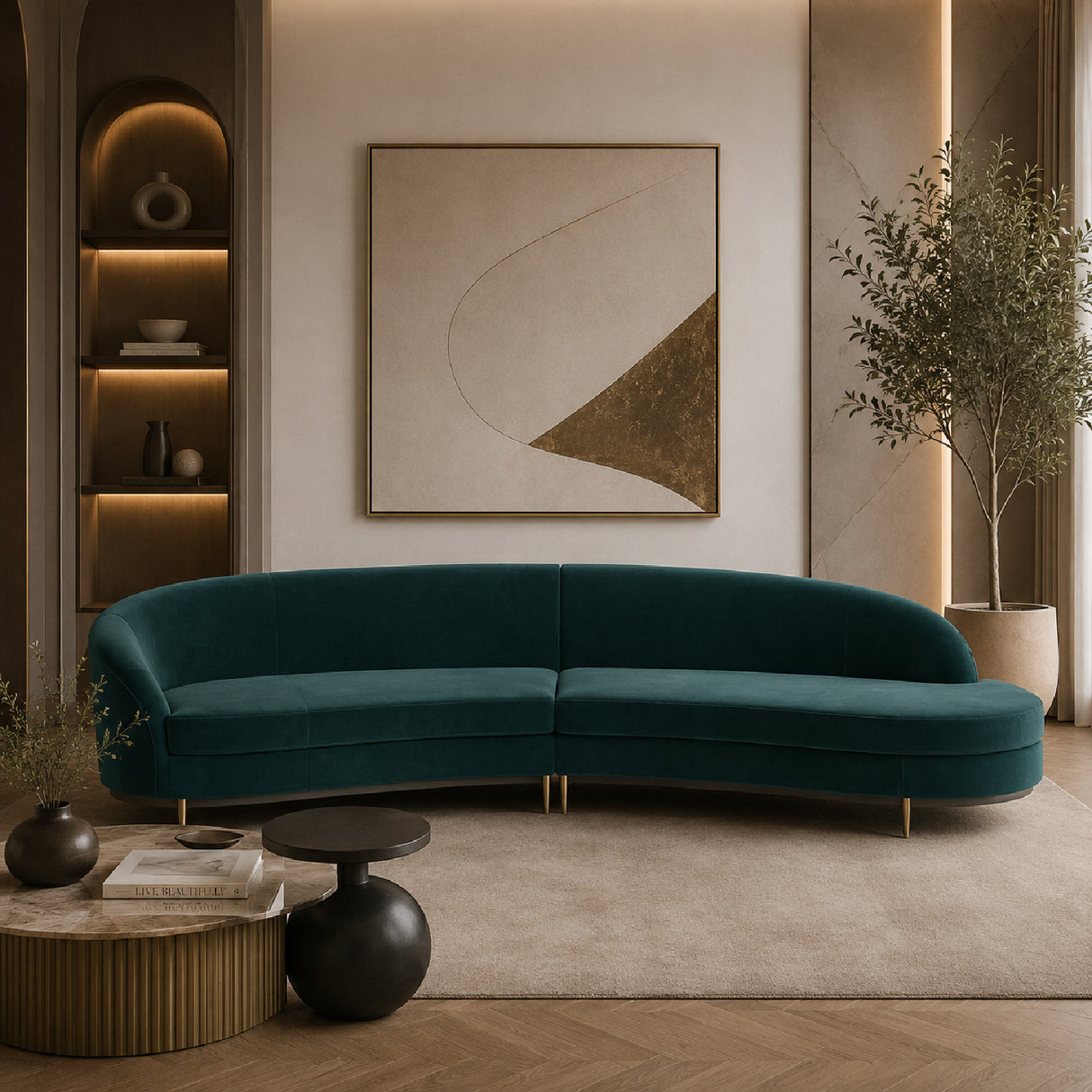 Curved 2-Piece Sectional Sofa | Oroa.com