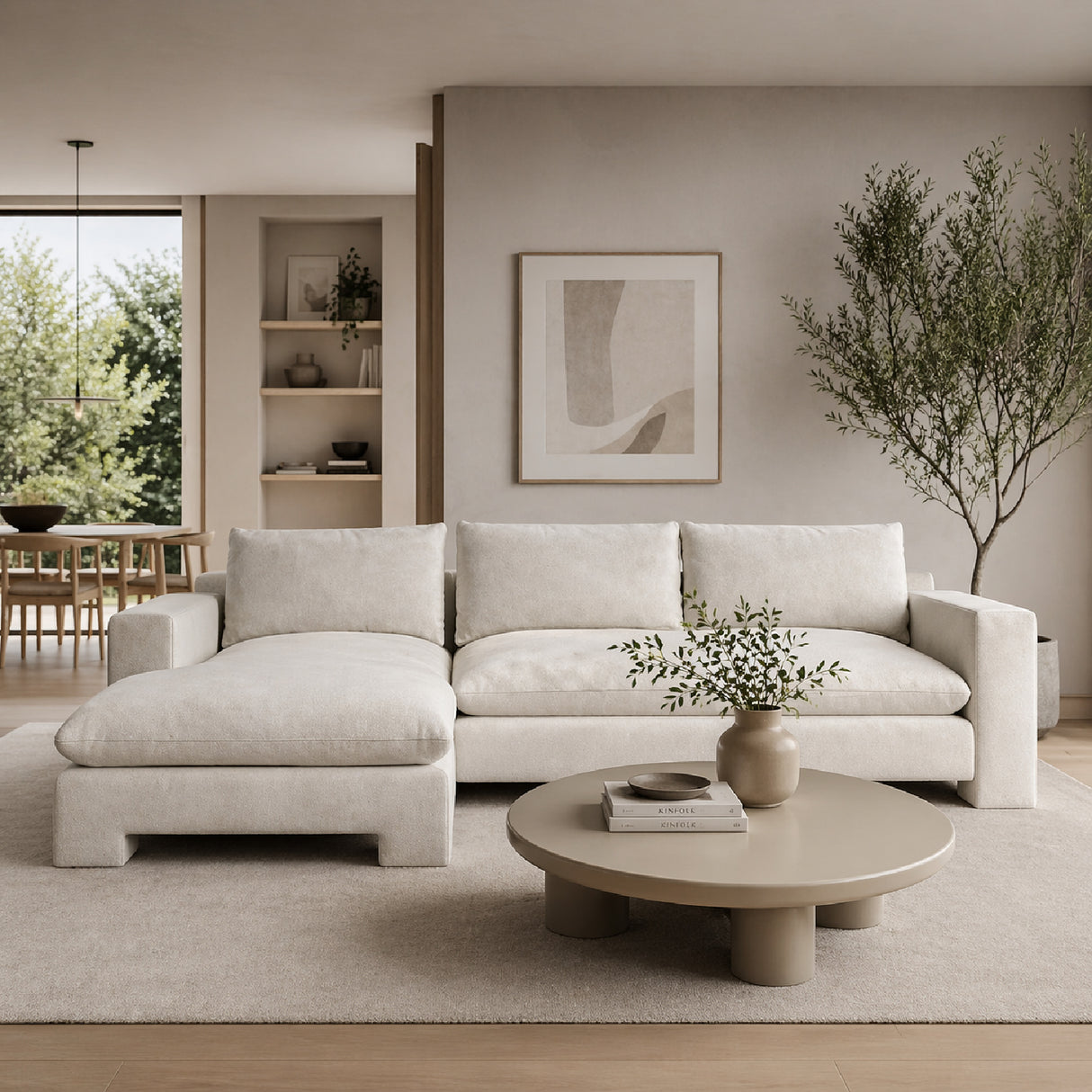 White Velvet Sectional Chaise | Oroa.com