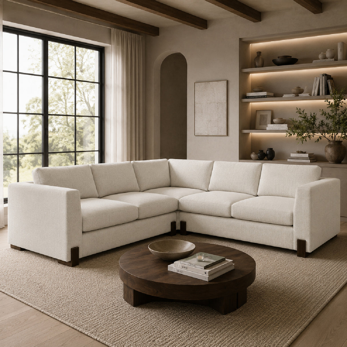 Melange Fabric L-Shaped Sofa | Oroa.com