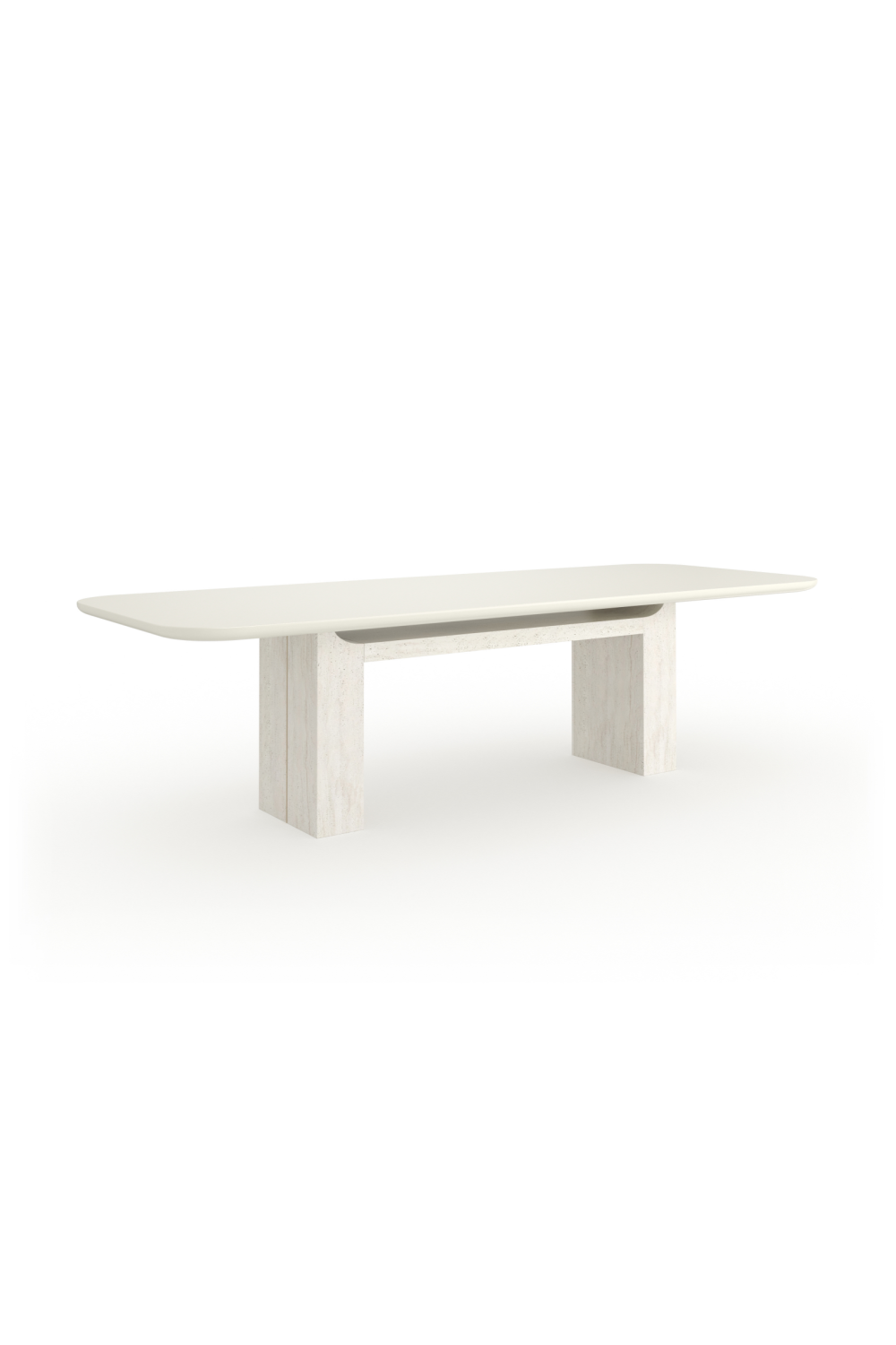 Travertine Pedestal Rectangular Dining Table | Oroa.com