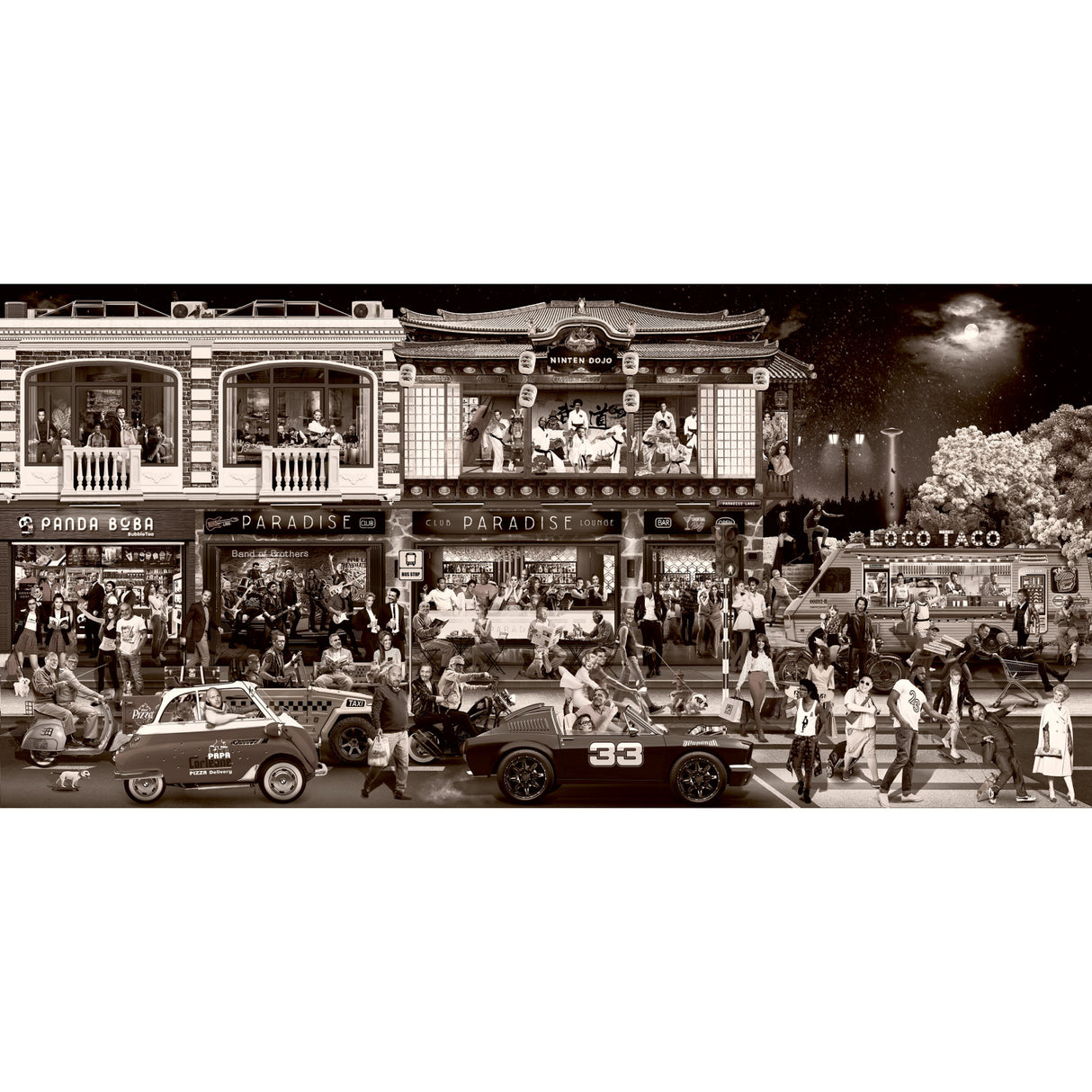 City Crowd Photographic Sepia Art | Oroa.com