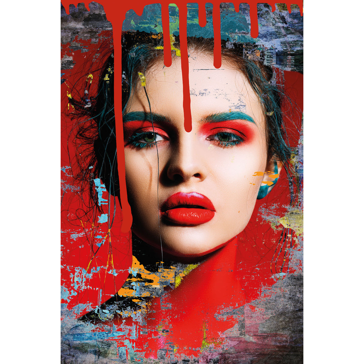 Red Painted Portrait Photographic Art | Oroa.com