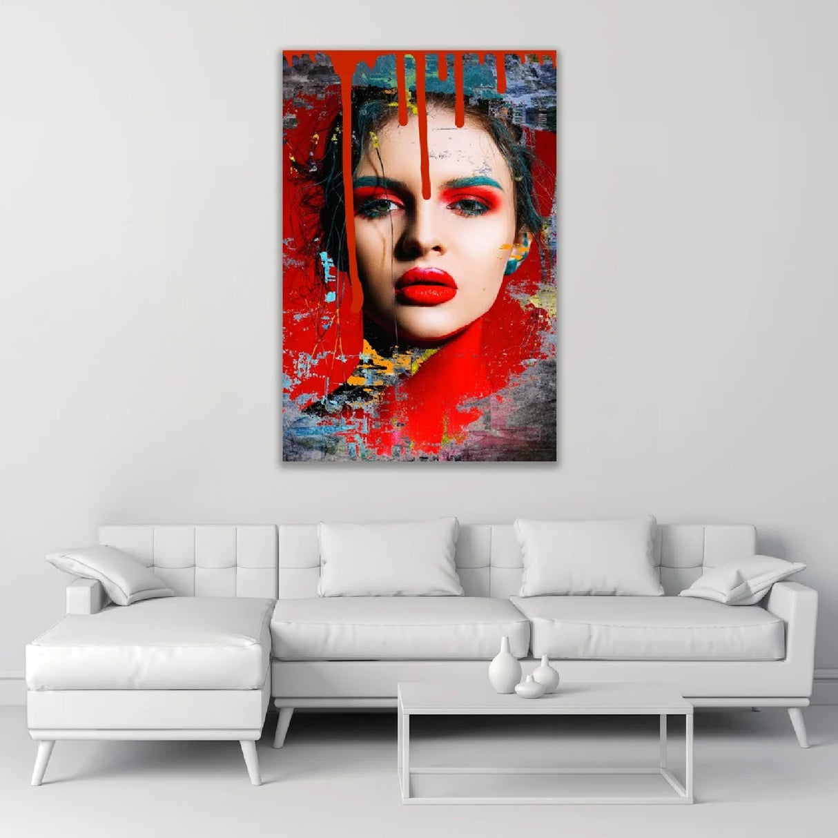 Red Painted Portrait Photographic Art | Oroa.com