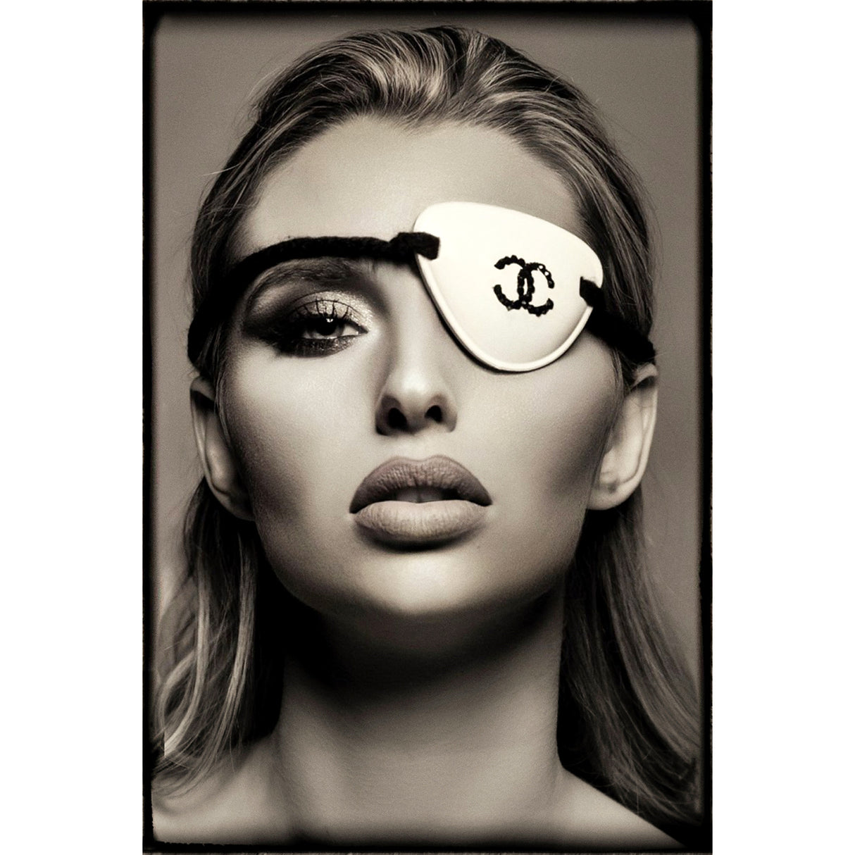 Modern European furniture - Monochrome Eye-patched Woman Portrait - www.oroa.com | Oroa.com