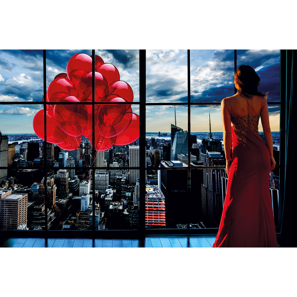 Red Gowned Girl Photographic Art | Oroa.com