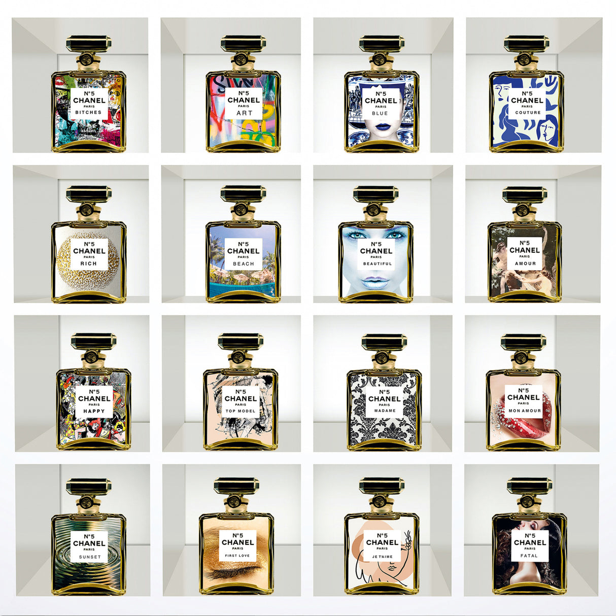 Perfume Bottle Collage Photographic Art | Oroa.com