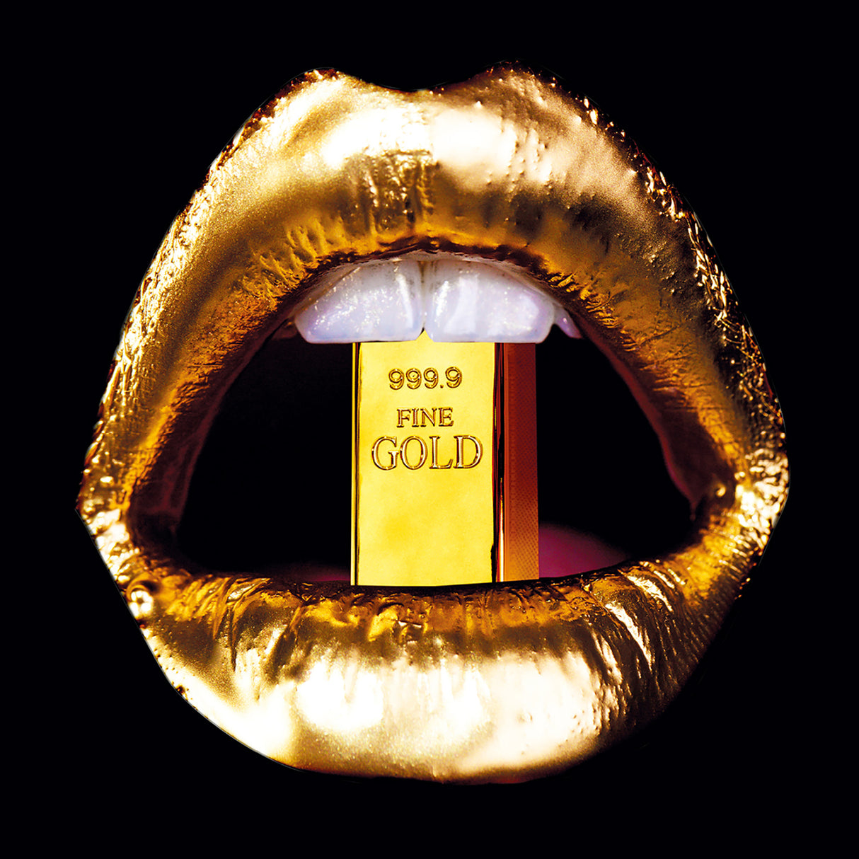 Gold Bar Lips Photographic Art | Oroa.com