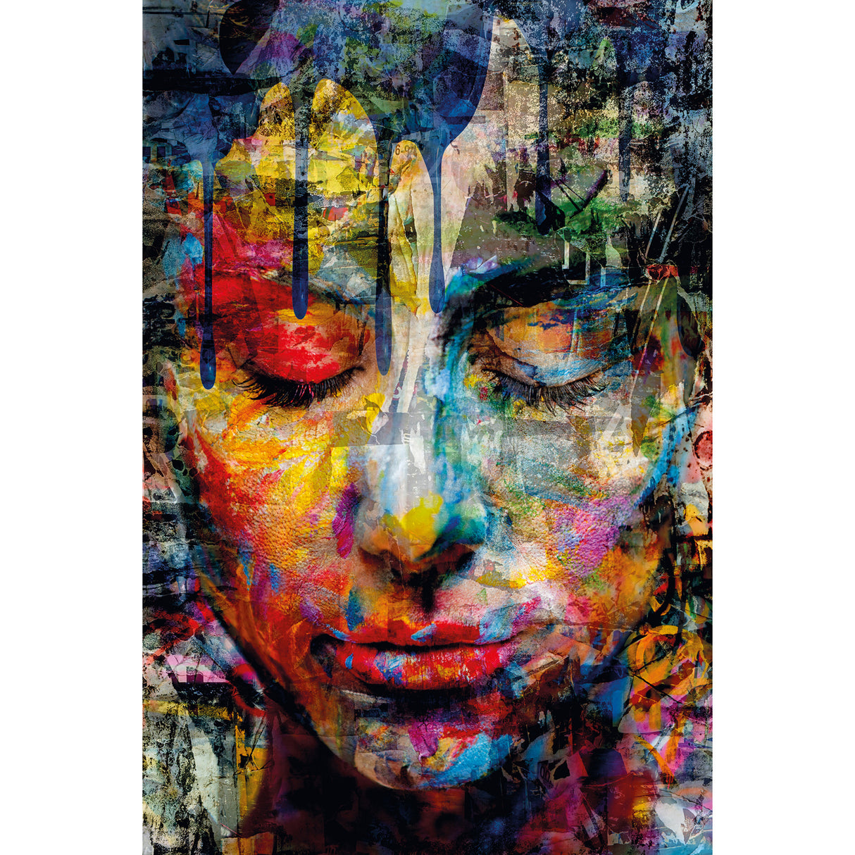 Modern European furniture - Multi-Colored Face Plexiglass Artwork - www.oroa.com | Oroa.com