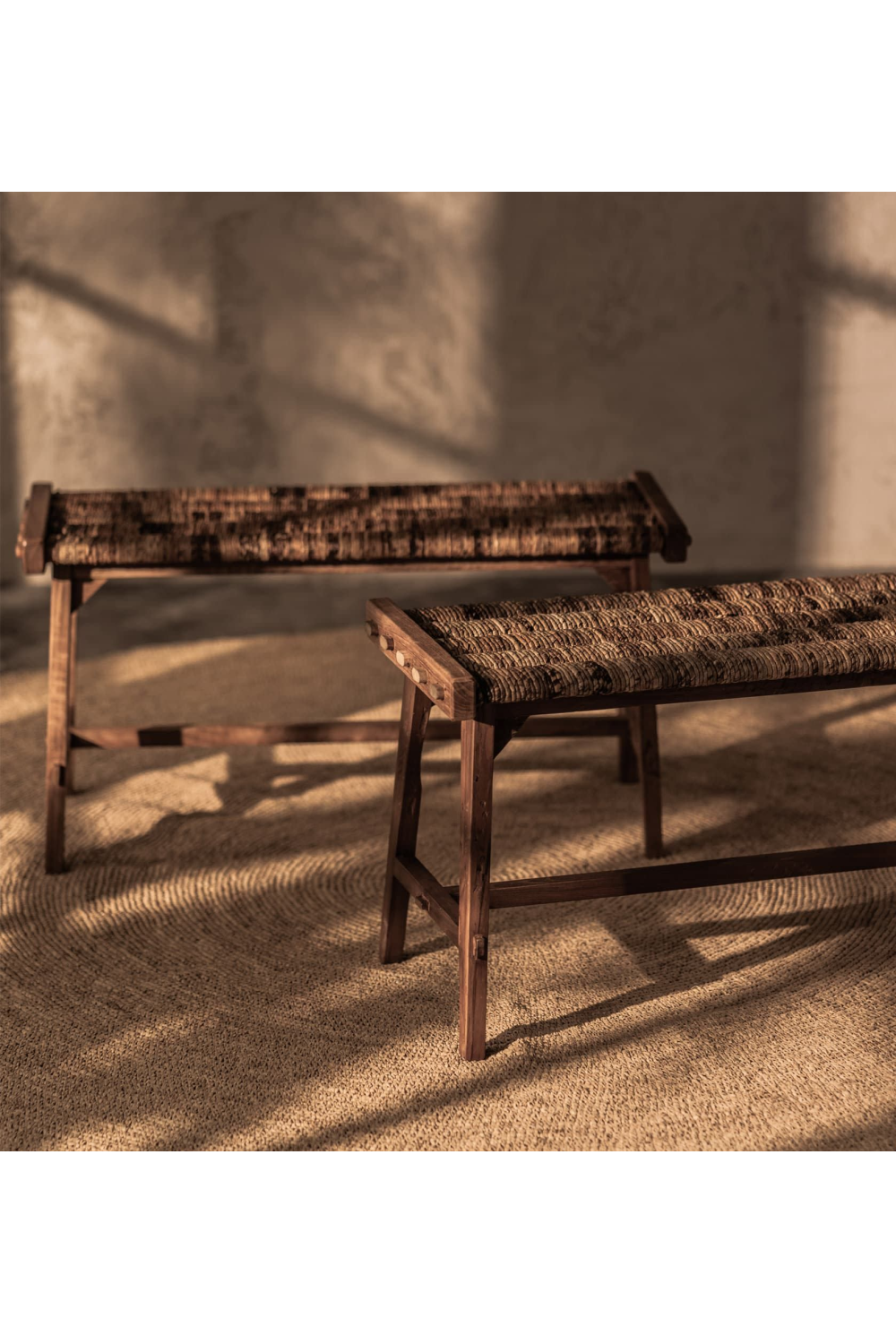 Two-Toned Woven Abaca Bench | Oroa.com