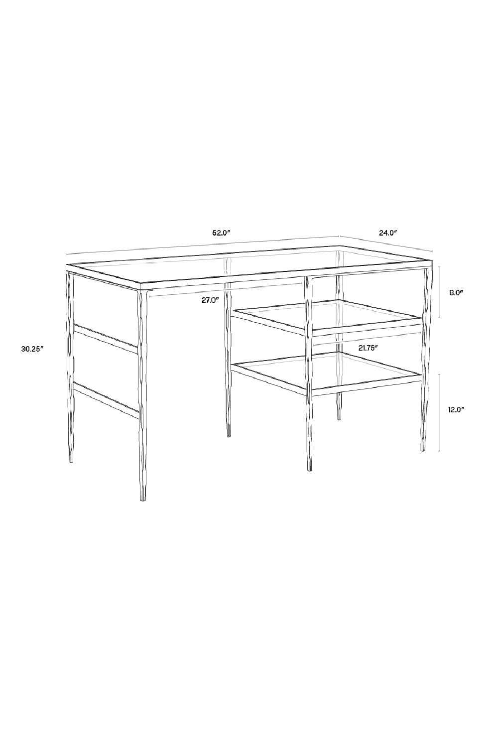 Modern European furniture - Glass 2-Shelf Desk - www.oroa.com | Oroa.com