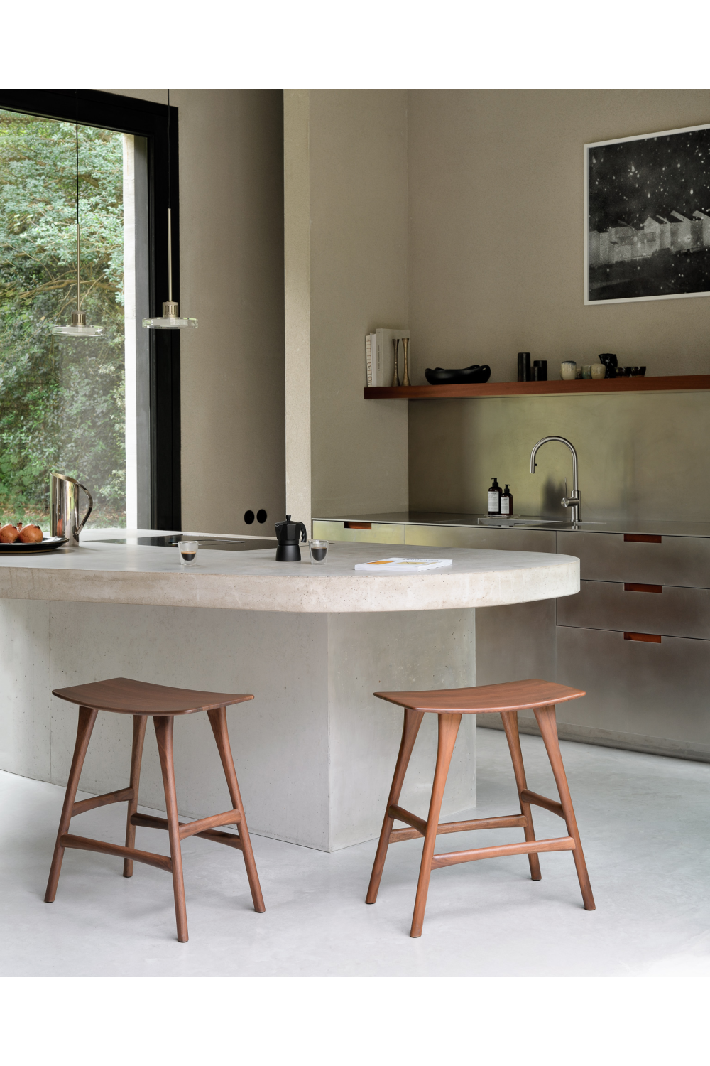 Varnished Teak Counter Stool | Oroa.com